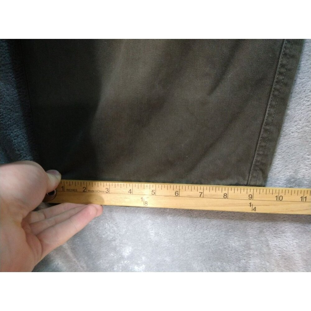 Woolrich Jeans Mens 44 x 31 Green Flannel Lined Chino High Rise Tapered Leg - Picture 7 of 10